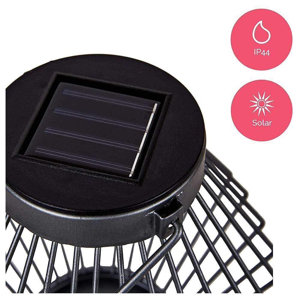 Solar LED Lantaarn Rotan 17 cm - Draadloos op zonne-energie - Grijs - LED.nl