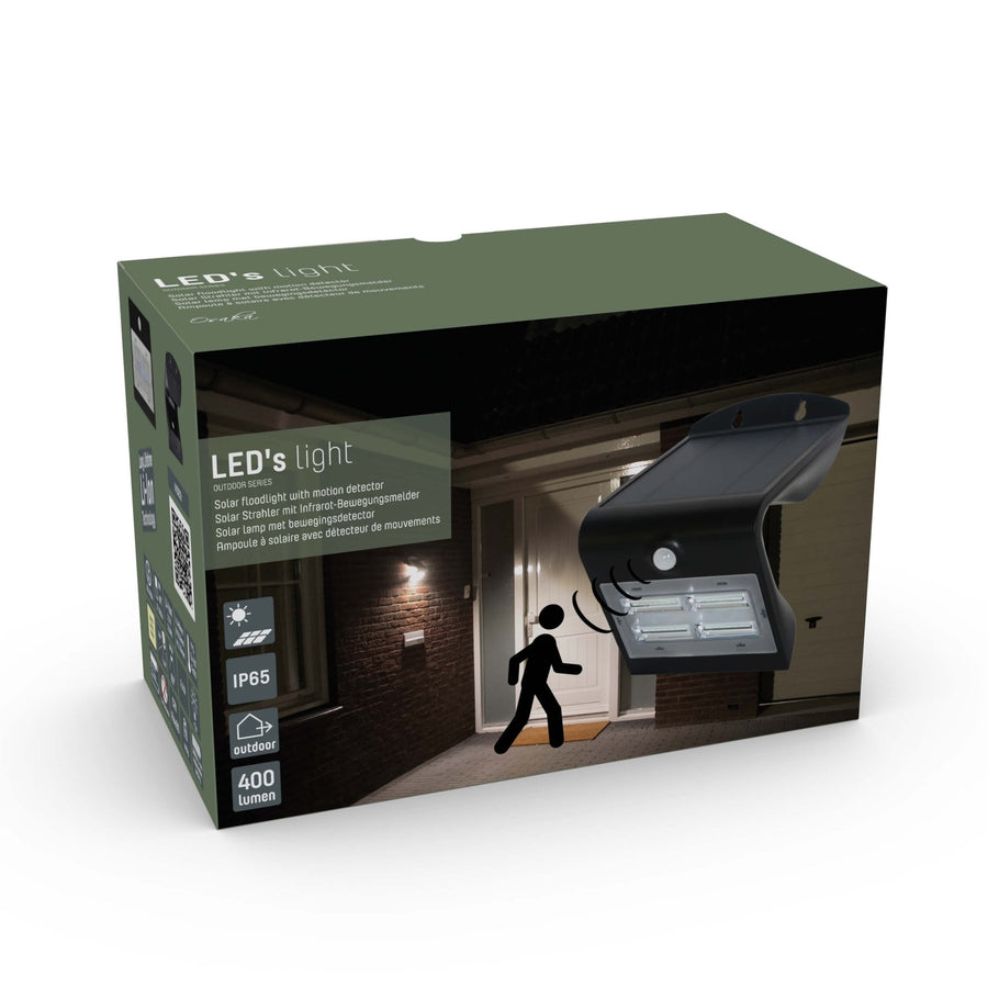 LED's Light Solar LED Buitenlamp met Bewegingssensor 400 - 3 lichtstanden - Automatisch aan/uit - Zwart Wandlampen LED.nl