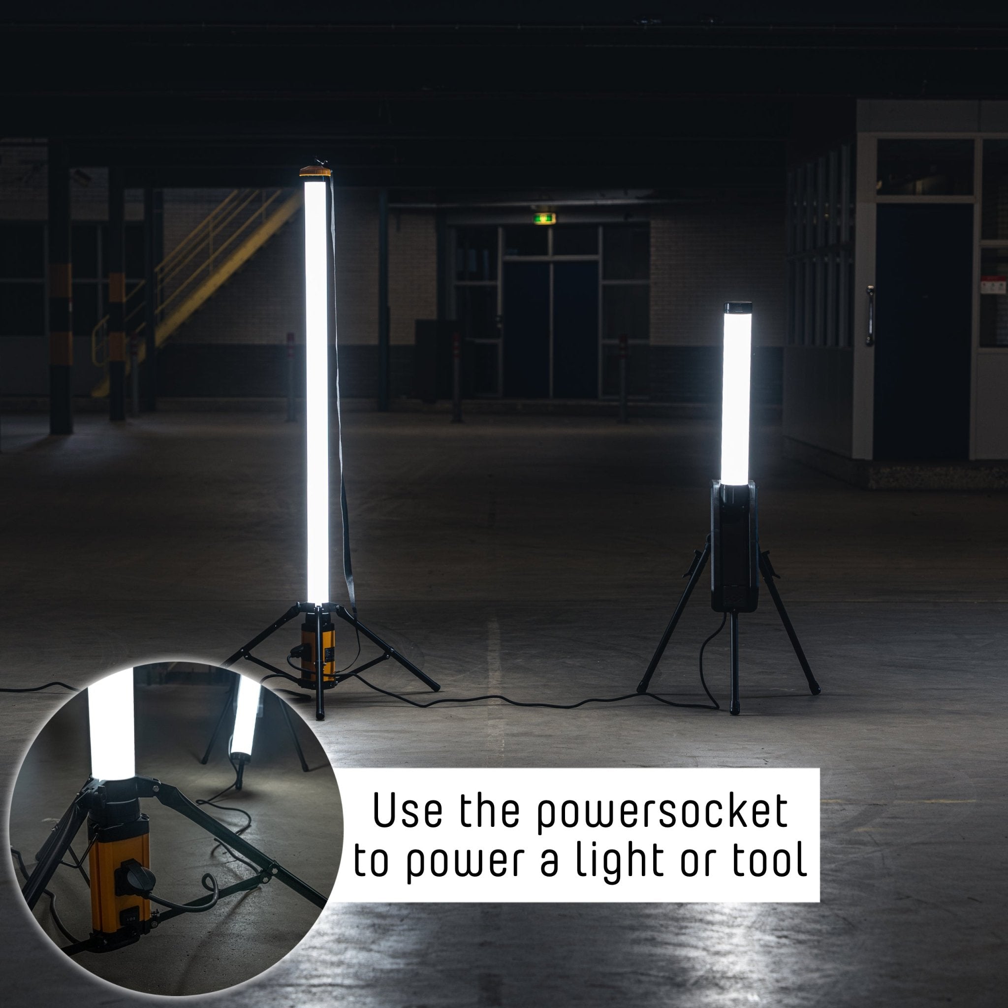 Toren LED Bouwlamp met rondom licht - 360 graden - Extra stopcontact aansluiting - 12000 lm - LED.nl