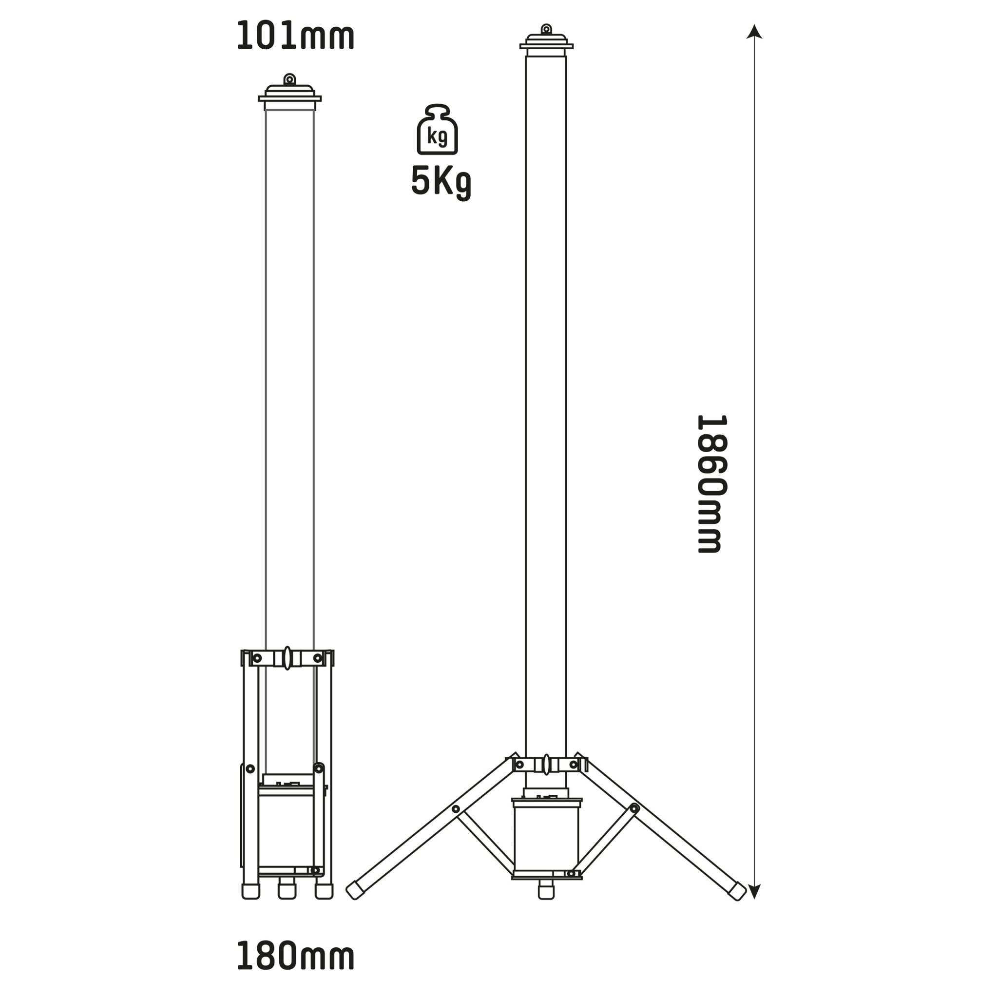 Toren LED Bouwlamp met rondom licht - 360 graden - Extra stopcontact aansluiting - 12000 lm - LED.nl