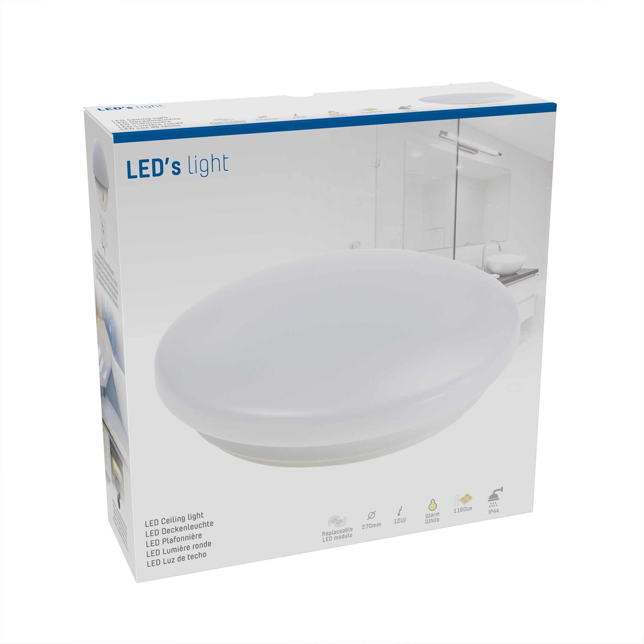 Universele LED Plafondlamp 27 cm - Warm wit licht - Spatwaterdicht - LED.nl