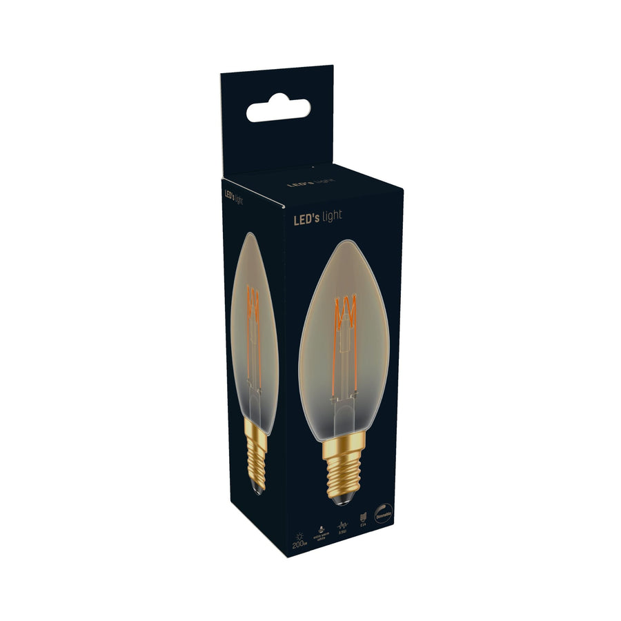 LED's Light LED Kaarslamp goud E14 - Gloeilamp design - Dimbaar extra warm wit - 1800K Decoratieve Lichtbronnen LED.nl