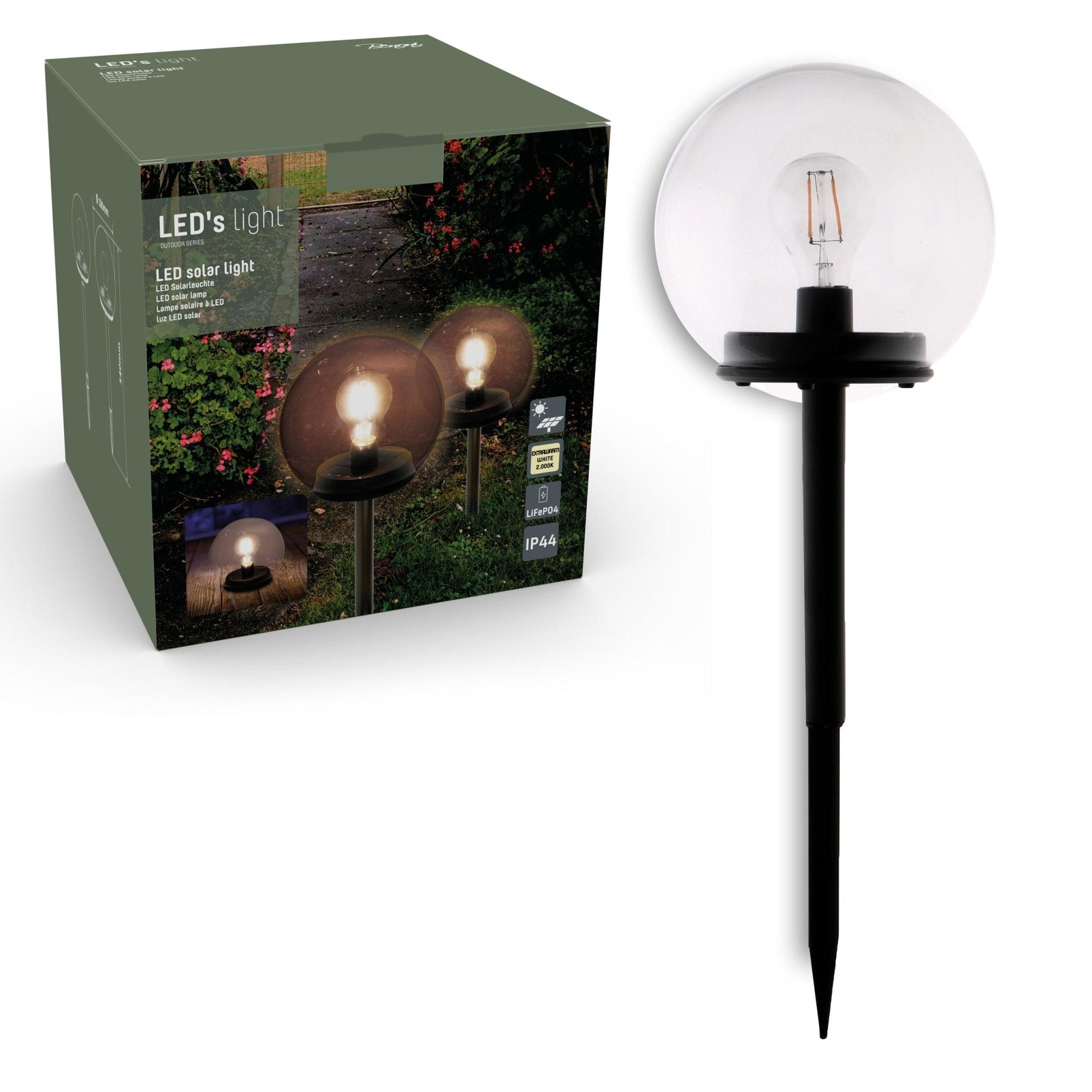 Vintage Solar Priklamp met sensor - Automatisch aan/uit - Warm wit licht - IP44 - 54 cm - LED.nl